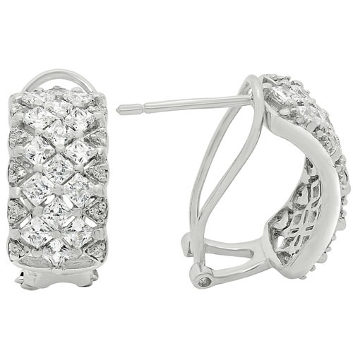 Gioelli Sterling Silver Cubic Zirconia Stylish Omega Clasp Gioelli Sterling Silver Cubic Zirconia Stylish Omega Clasp Earrings