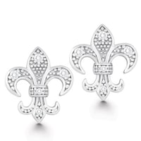 10k Gold Fleur De Lis Stud Earrings Free Shipping Today La Preciosa Sterling Silver Cubic Zirconia Fleur De Lis Earrings