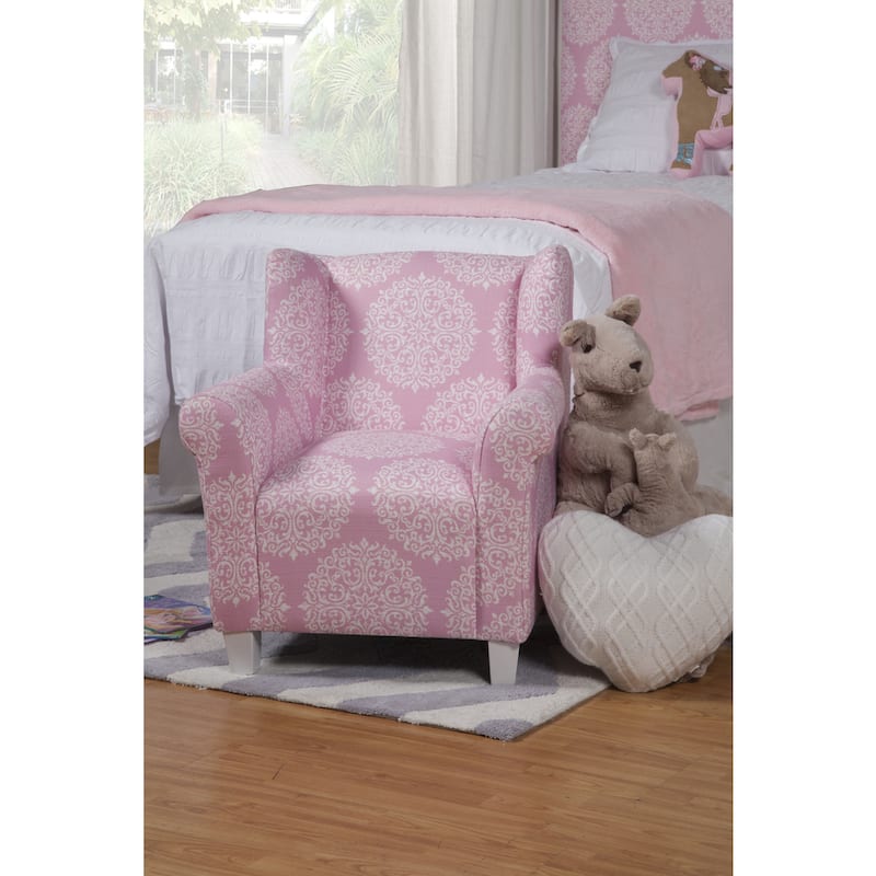 HomePop Kids' Wingback Pink Medallion Print Chair