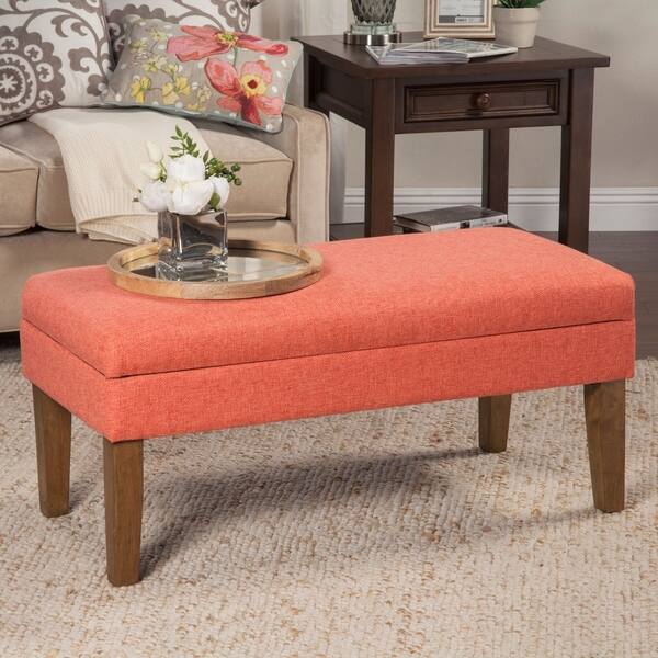 Shop Homepop Mango Coral Chunky Textured Decorative Storage Bench