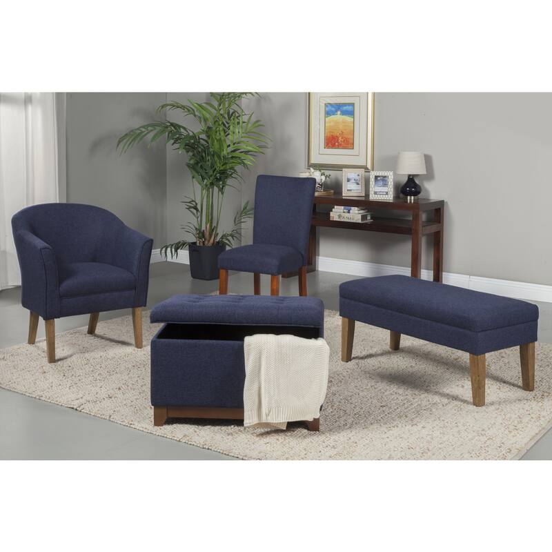 HomePop Navy Chunky Textured Decorative Storage Bench