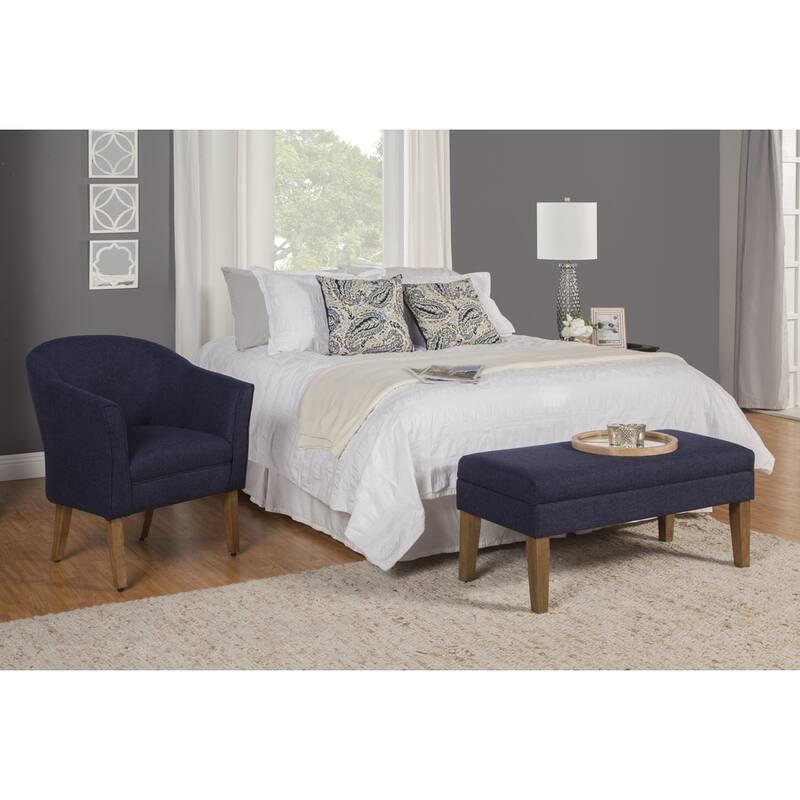 HomePop Navy Chunky Textured Decorative Storage Bench