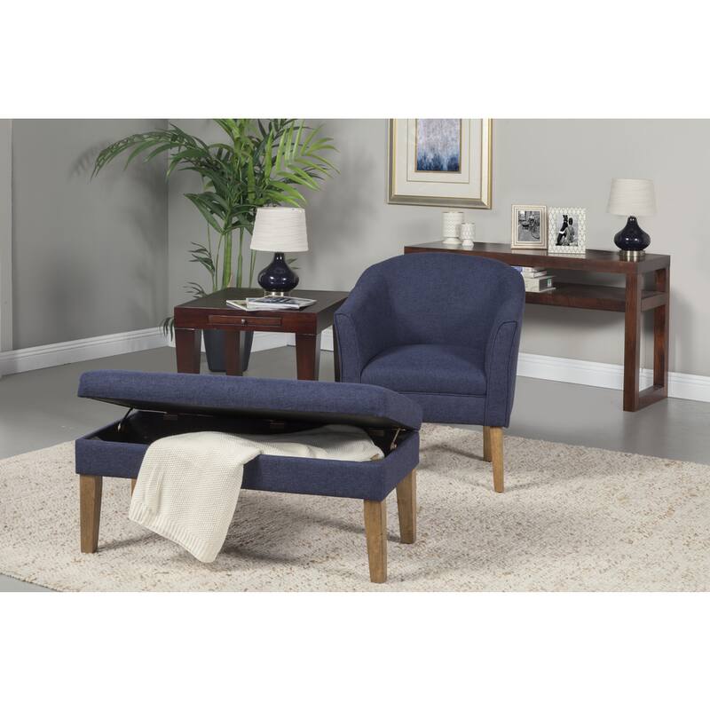 HomePop Navy Chunky Textured Decorative Storage Bench