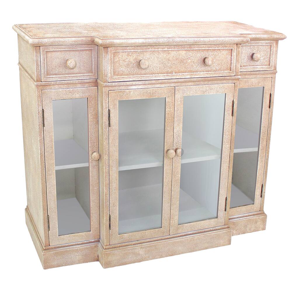 Washed Brown Wood Storage Cabinet - N/A