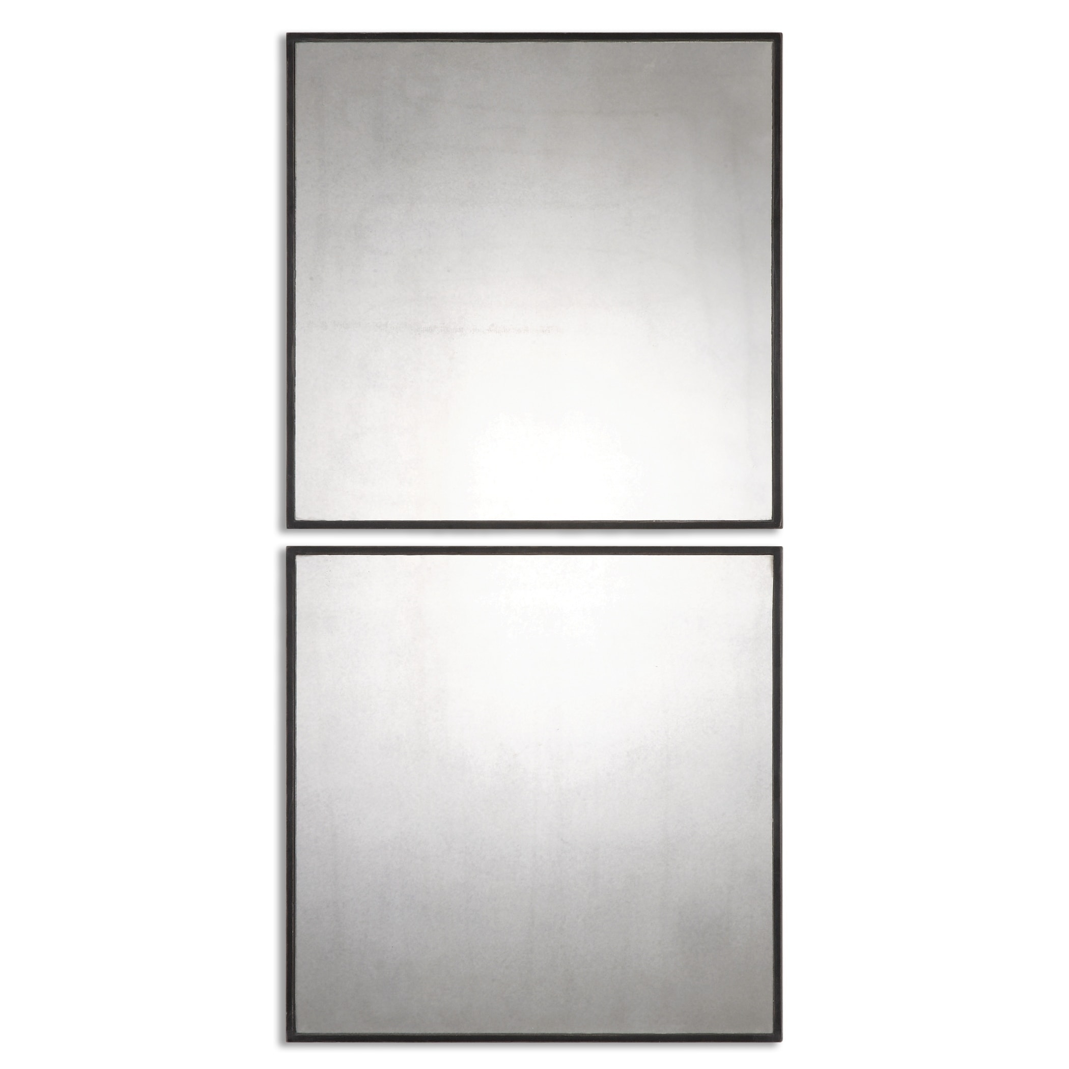 Uttermost Matty Antiqued Square Wall Mirrors (Set of 2) - Black - 23.5x23.5x1