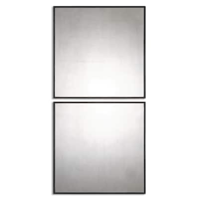 Uttermost Matty Antiqued Square Wall Mirrors (Set of 2) - Black - 23.5x23.5x1