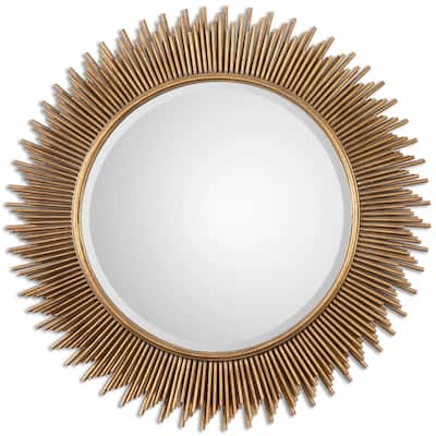 Uttermost Marlo Round Gold Mirror - Antique Silver - 36x36x1.25
