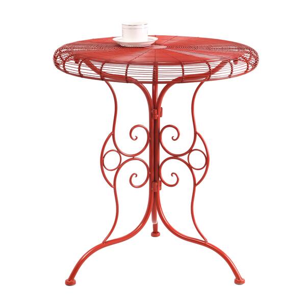 Table Leg Red Bright Red Iron Round Scrolled-leg Table - Bed Bath & Beyond - 9729397