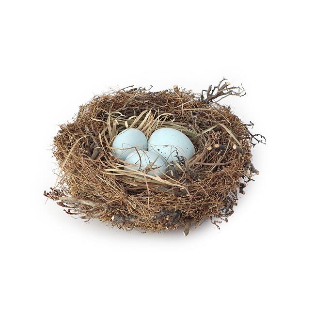 6.5-inch x 2-inch Bird Nest with Faux Eggs Large (Pack of 12)