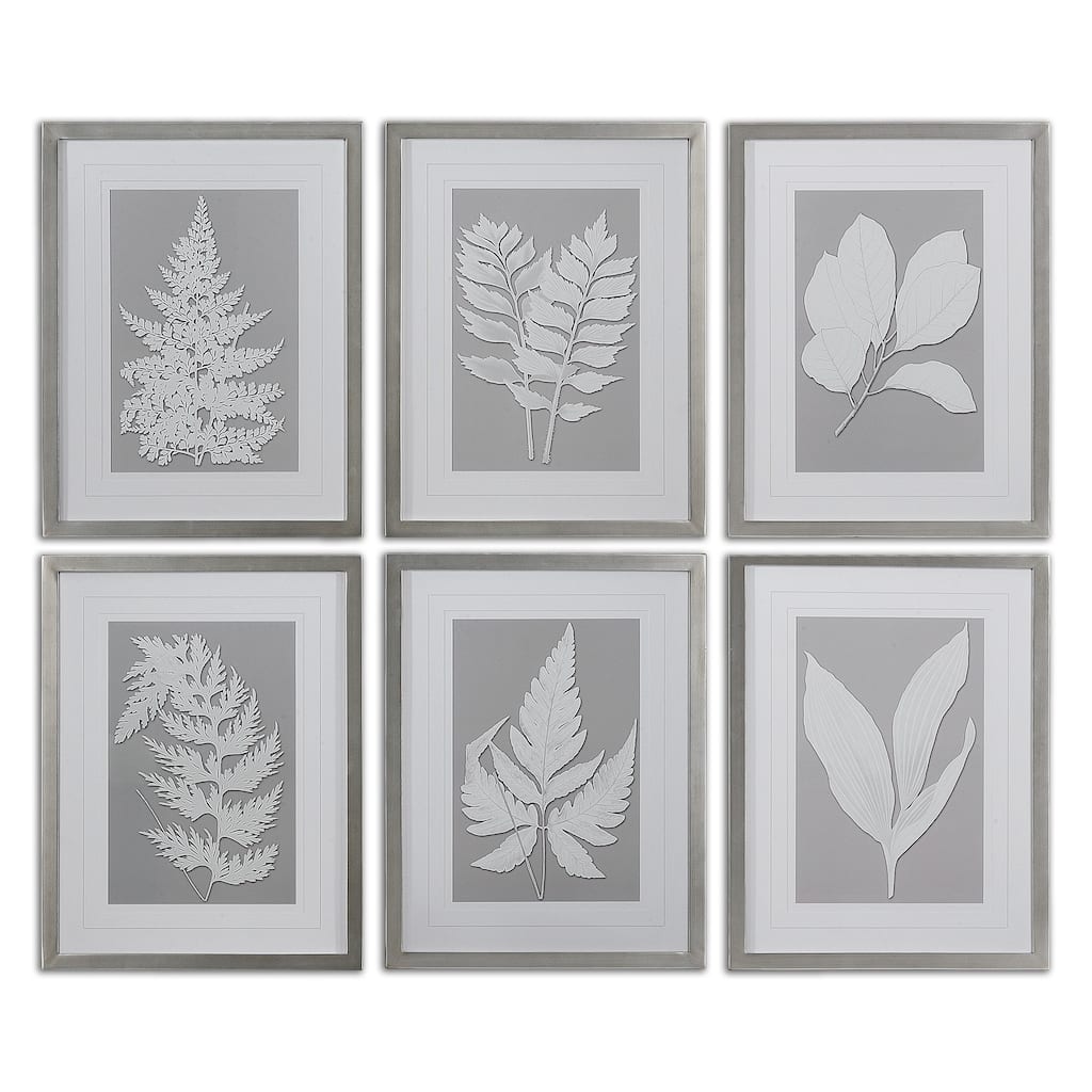 Uttermost 'Moonlight Ferns' Framed Print Art (Set of 6) - White