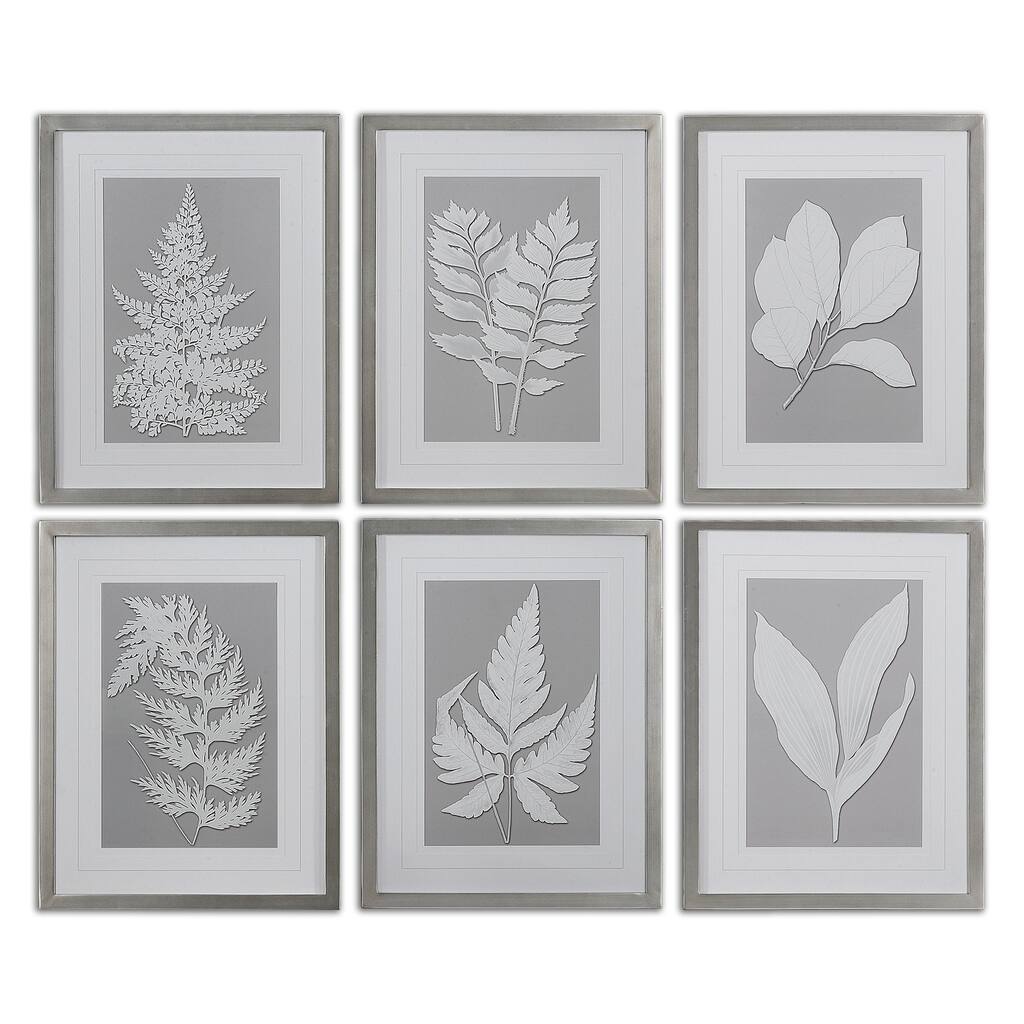Uttermost 'Moonlight Ferns' Framed Print Art (Set of 6) - White