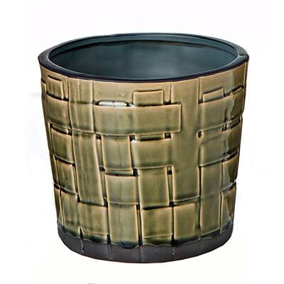 7-inch x 6.5-inch Ceramic Weave Pot