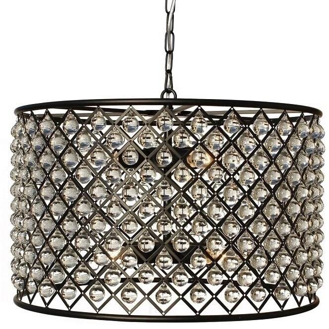Cassiel Black Drum Crystal Chandelier - N/A (Cassiel Drum Chandelier) - Chandeliers For Bedrooms by Overstock.com