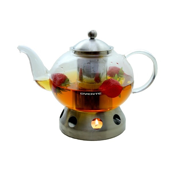 Ovente Plastic Free Glass Teapot With High Grade Stainless Steel