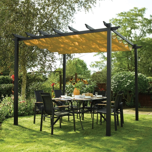 English Garden Aluminum Free Standing Retractable Canopy On English Garden Aluminum Free Standing Retractable Canopy