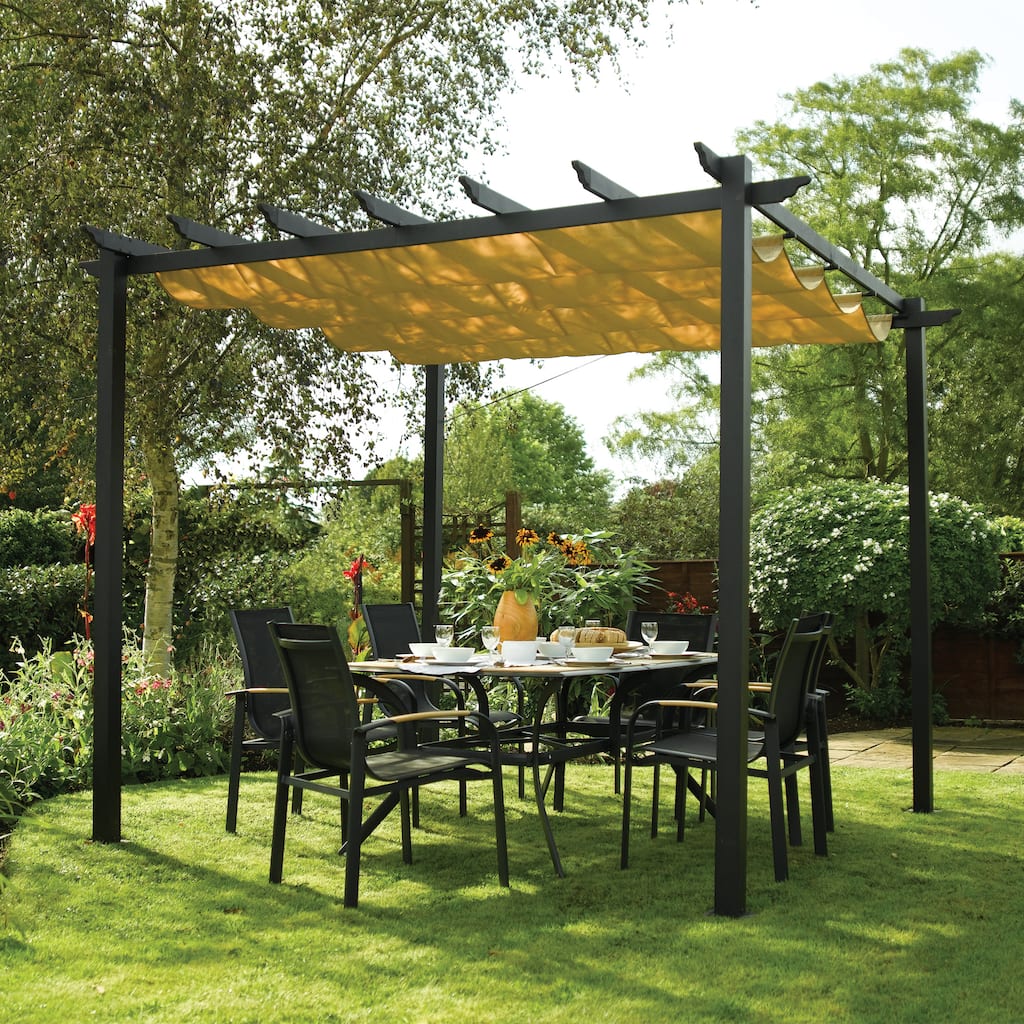 English Garden Aluminum Free-standing Retractable Canopy