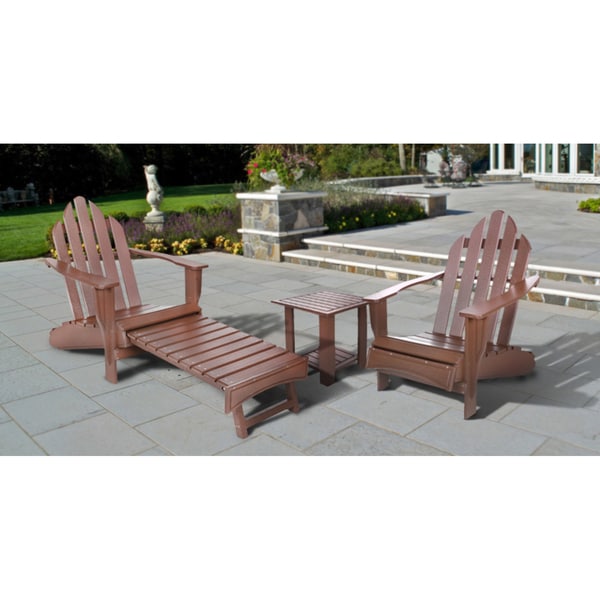  grade Greenwood Adirondack Chair with Pull-out Leg Rest (3-piece Set