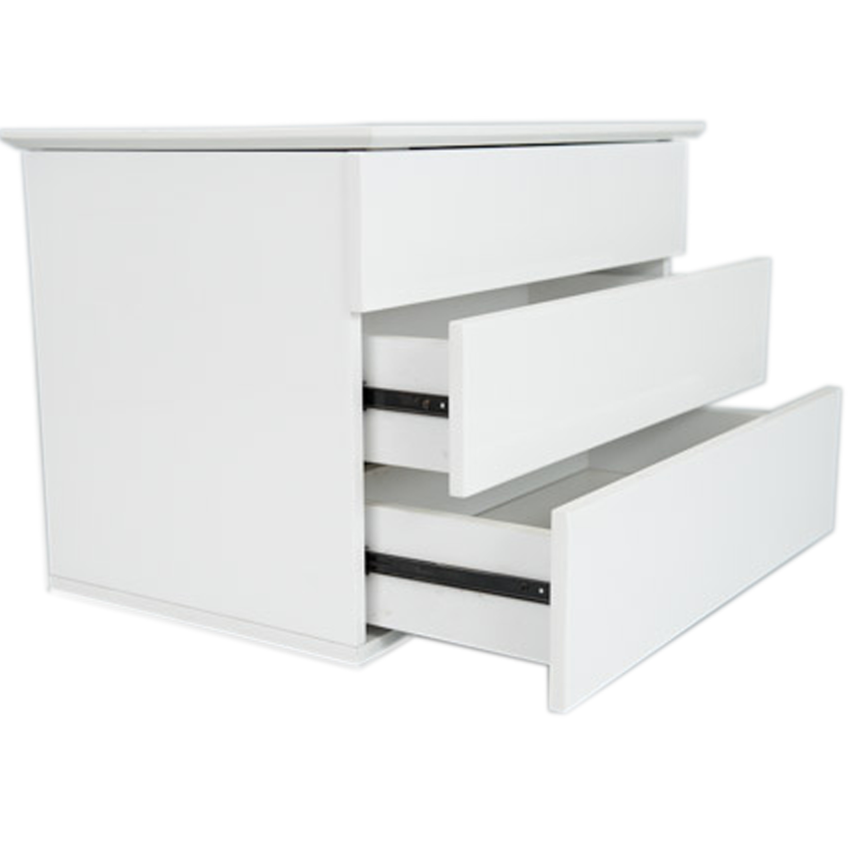 Shop High Gloss White Lacquer Lift Top Hidden Storage 2 Drawer Nighstand Side Table On Ball Wheels Overstock 9730356