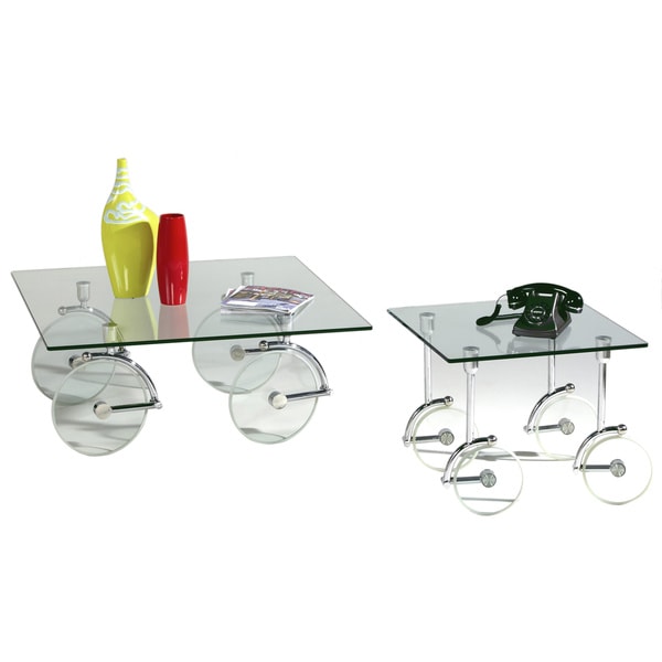 Somette Glass Caster Lamp Table   Shopping