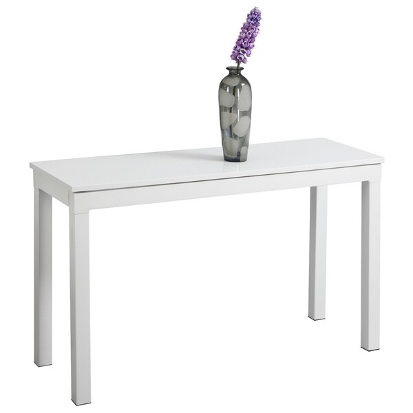 Somette Modern White Extension Sofa Table With Erfly Leaves Somette Modern White Extension Sofa Table With Erfly Leaves