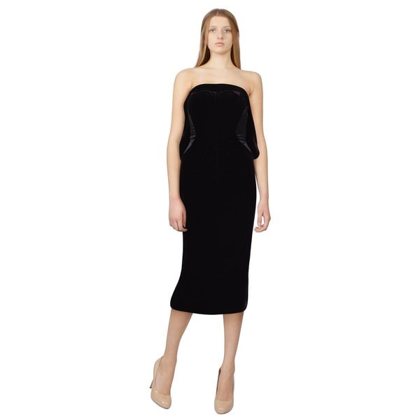 Tom Ford Deep Plum Draped Velvet Bow Contrast Cocktail Evening Dress