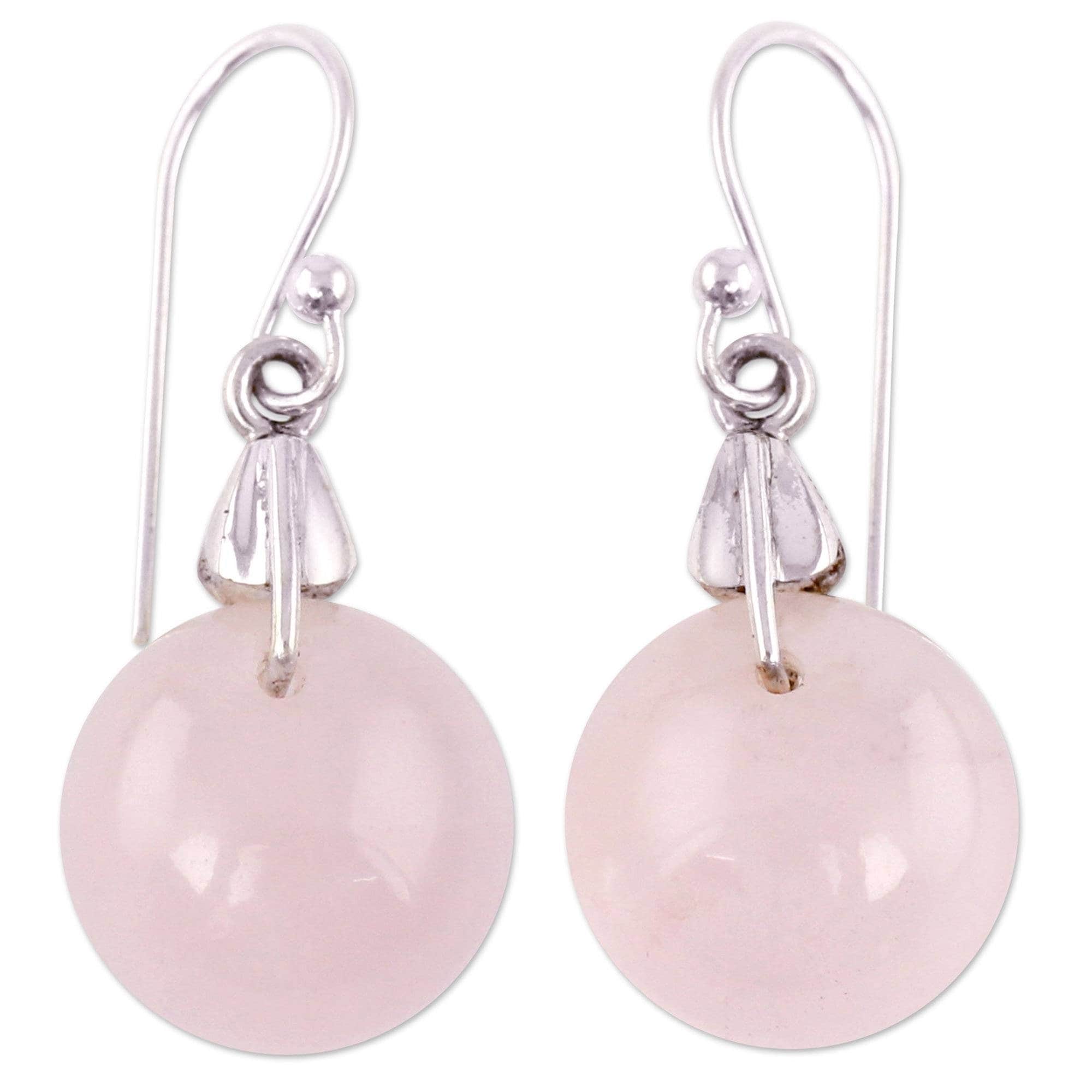 Pink Rose Quartz Sterling Silver Overlay 4 Grams Stud//Earring 10 mm Girls Jewelry