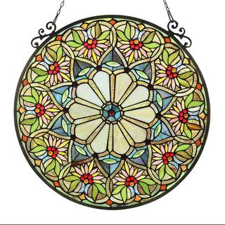 Chloe Tiffany-style Floral Design Stained Glass Window Panel - Bed Bath ...