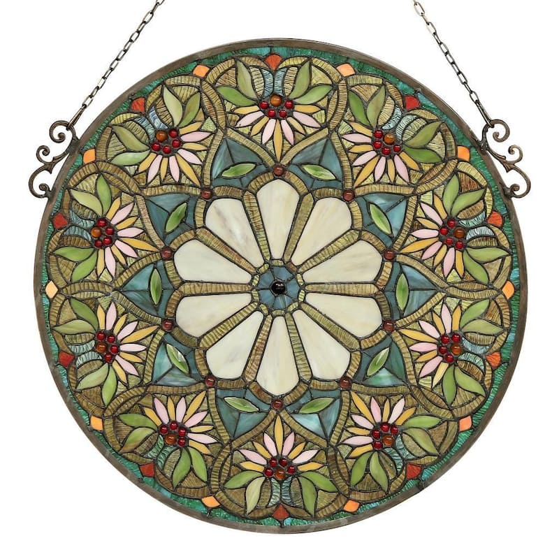 Chloe Tiffany-style Floral Design Stained Glass Window Panel