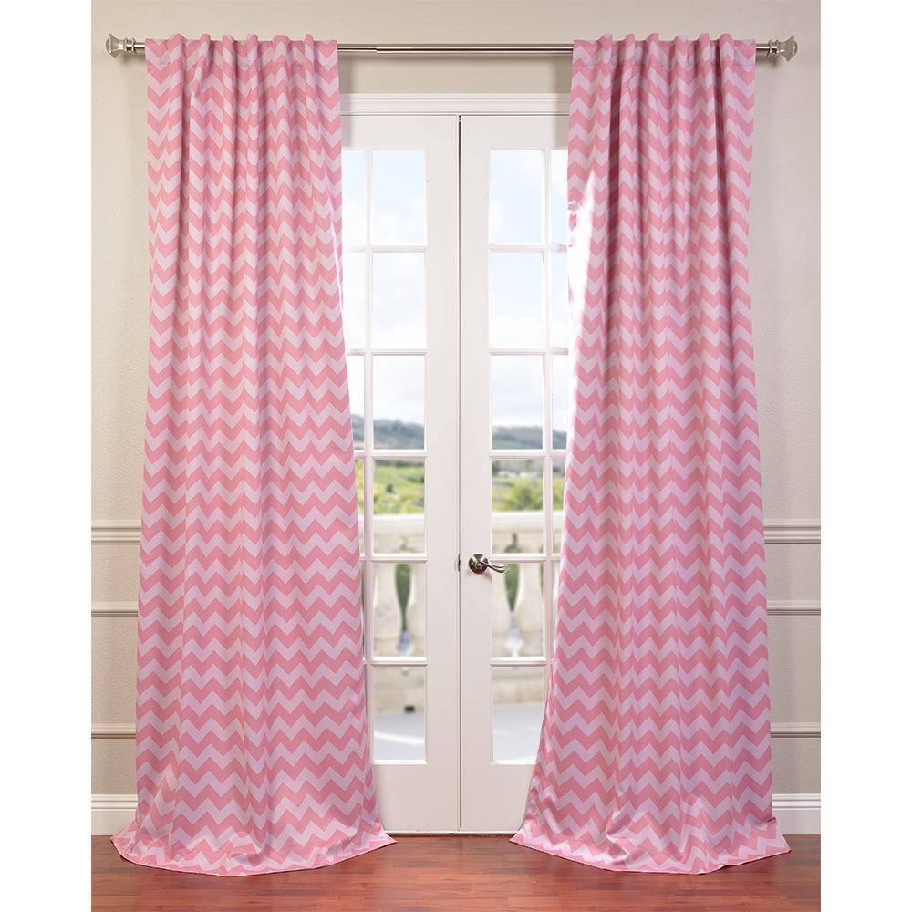 Exclusive Fabrics Pink Chevron Room Darkening Curtain Panel Pair (2 Panels)
