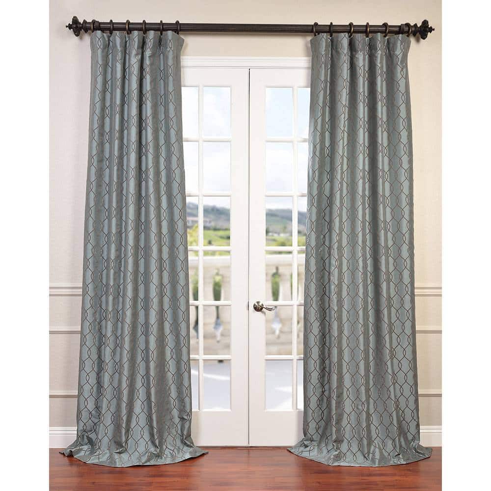 Exclusive Fabrics Meridian Flocked Faux Silk Taffeta Curtain (1 Panel)