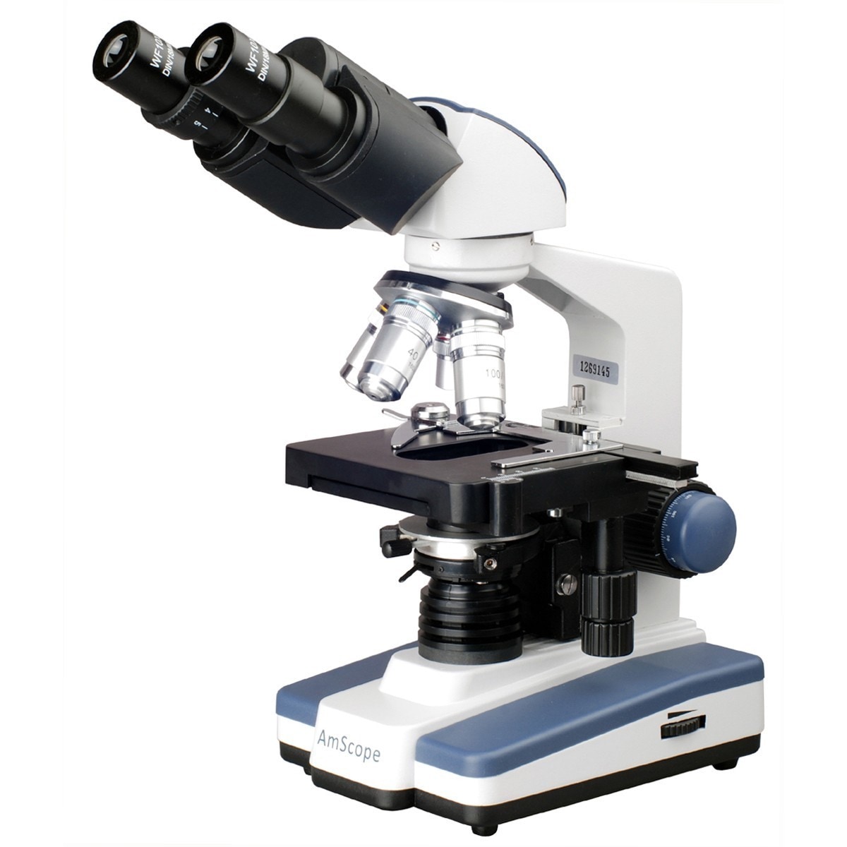 Amscope B120C Siedentopf Binocular Compound Microscope, 40X-2500X Magnification, Brightfield, Led Illumination, Abbe Condenser, Double-Layer Mechanical Stage (608729742777)