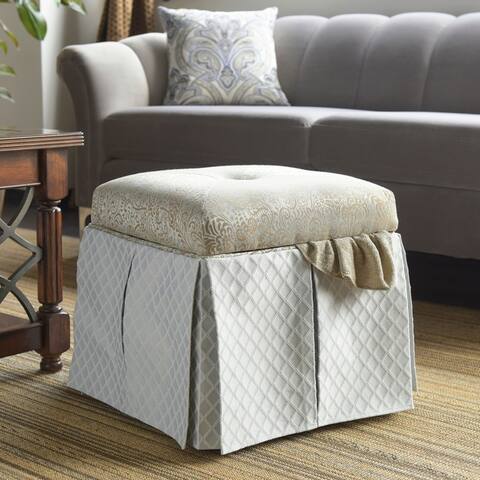 Jennifer Taylor Stacy Square Storage Vanity Stool