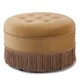 preview thumbnail 35 of 90, Yolanda Performance Fabric 25" Tufted Round Footstool Ottoman with Rope Fringe