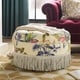 preview thumbnail 8 of 90, Yolanda Performance Fabric 25" Tufted Round Footstool Ottoman with Rope Fringe Tropical Paradise Floral