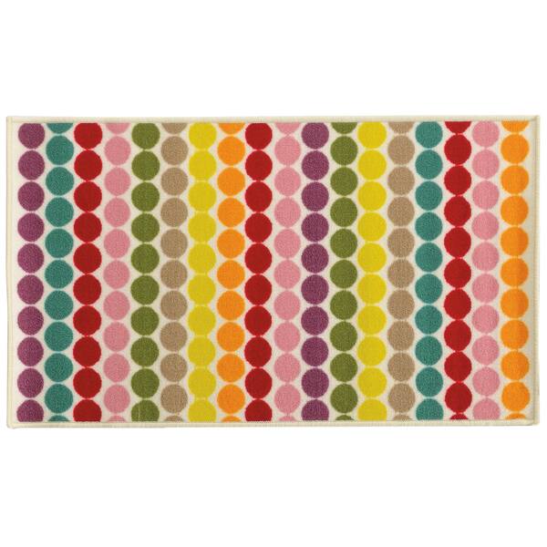 slide 1 of 1, Circle Motif Youth Loop-pile White/ Multi Rug (4'4 x 6'9) - 4'4 x 6'9