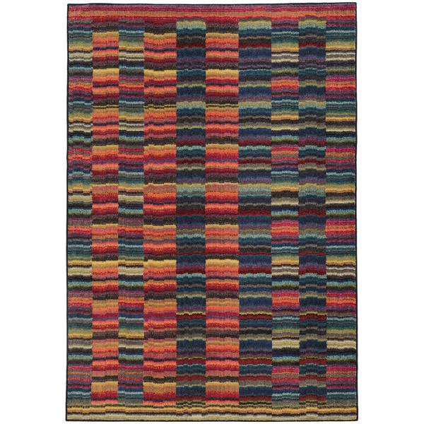 Pantone Universe Expressions Abstract Lines Red/ Blue Rug (9'9 x 12'2) - 9'9" x 12'2"