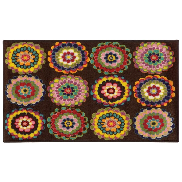 Loop-pile Floral Youth Brown/ Pink Rug (2'2 x 3'9) - 2'2" x 3'9"