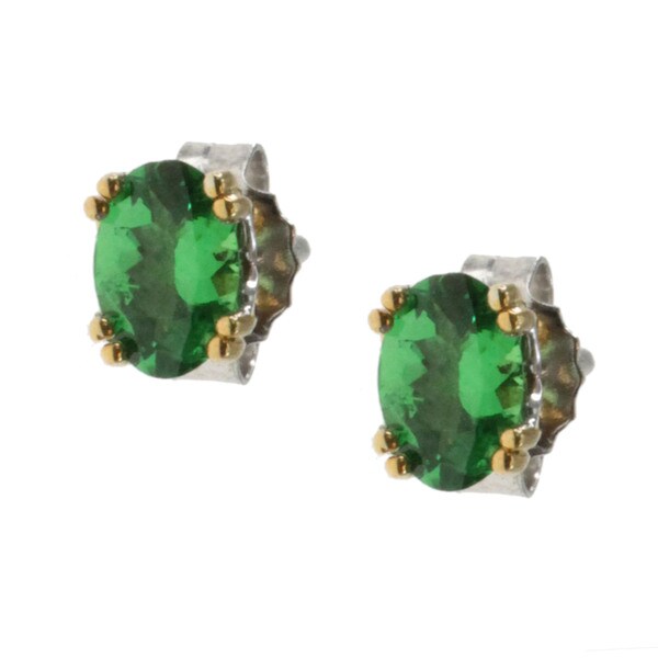 M V Jewels Gold Over Silver Tsavorite Garnet Stud Earrings M V Jewels Gold Over Silver Tsavorite Garnet Stud Earrings