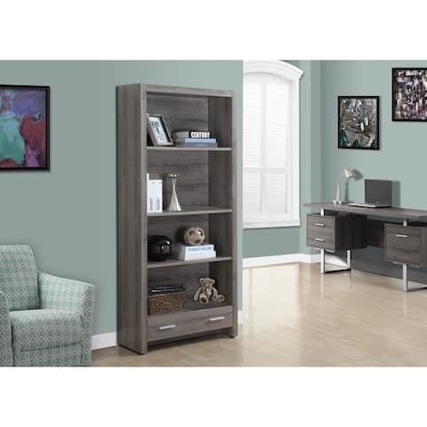 Dark Taupe Wood 71-inch 4-tier bookshelf