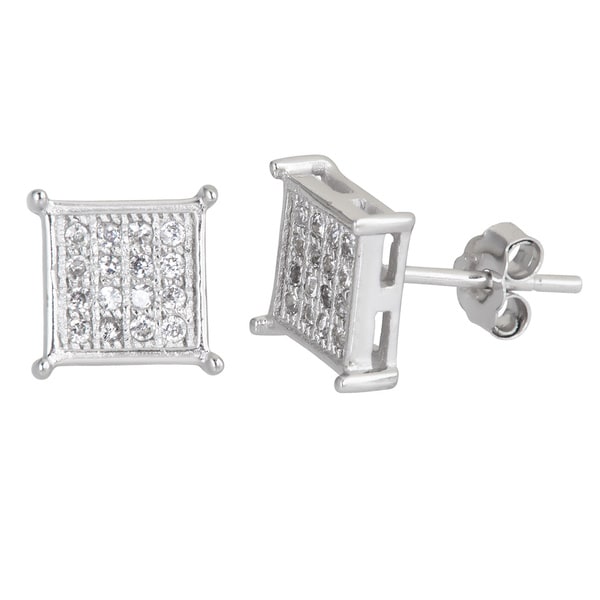 Decadence Sterling Silver Micropave Cubic Zirconia Square Stud Decadence Sterling Silver Micropave Cubic Zirconia Square Stud Earrings