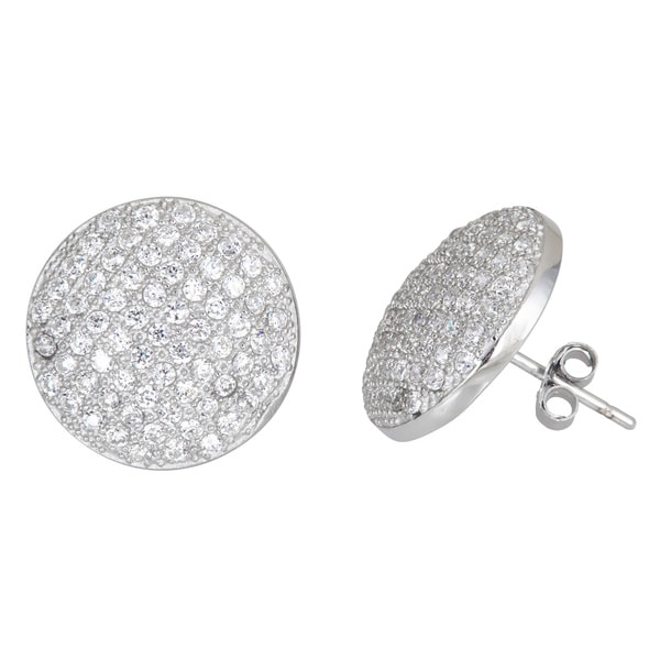 Decadence Sterling Silver Micropave Stud Cubic Zirconia Disc Decadence Sterling Silver Micropave Stud Cubic Zirconia Disc Earrings