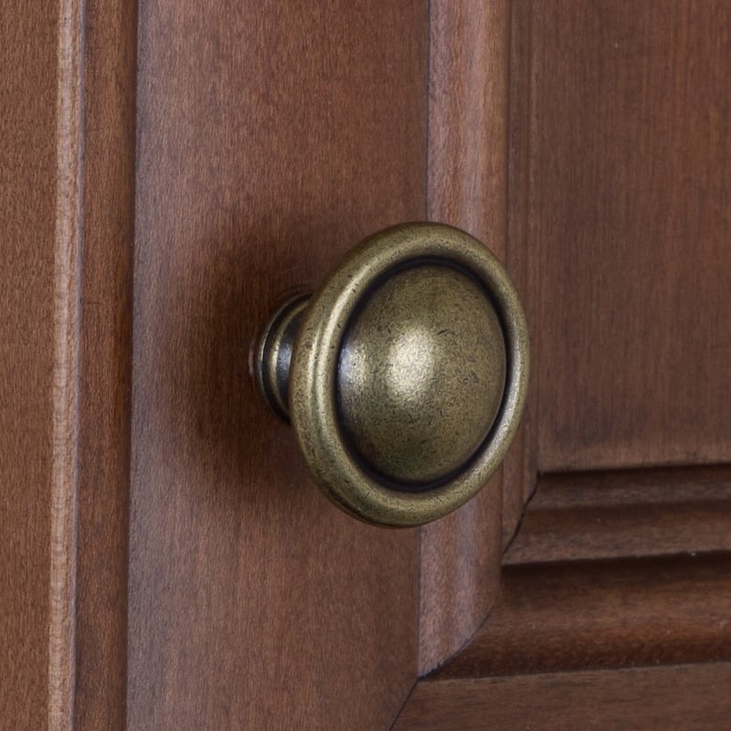 GlideRite 1.25-inch Antique Brass Round Ring Cabinet Knobs
