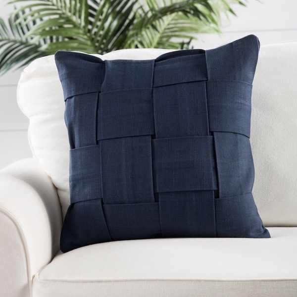 Handmade Cotton Blue 18-inch Throw Pillow