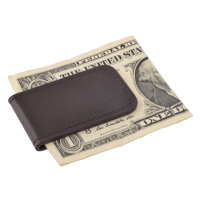 MONEY CLIP MAGNETIC PLAIN BLACK NEW GENUINE LEATHER GREAT GIFT IDEA