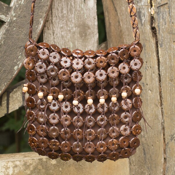 Shop Handmade Coconut Shell 'Eco Nature' Shoulder Bag (Thailand) On
