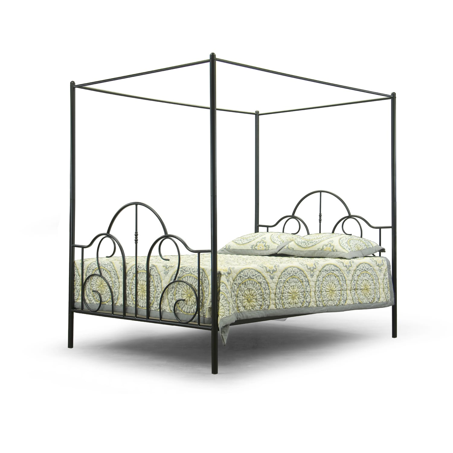 Baxton Studio Monticello Metal Contemporary Queen Size Canopy Bed Frame