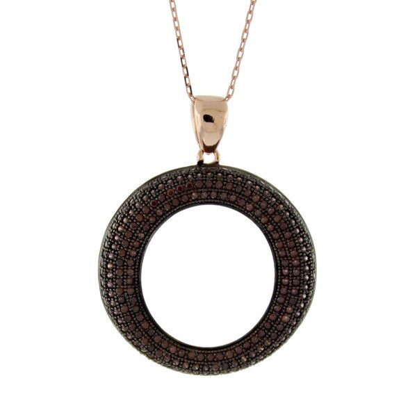 Suzy Levian Chocolate or White Cubic Zirconia Gemstone Pave Set in Sterling Silver Pendant. Opens flyout.