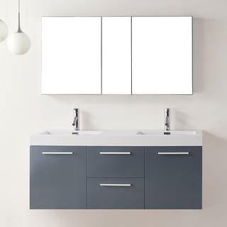 51-60 Inches Bathroom Vanities & Vanity Cabinets - Shop The Best ... - Virtu USA Midori 54-inch Grey Double Sink Bathroom Vanity Set