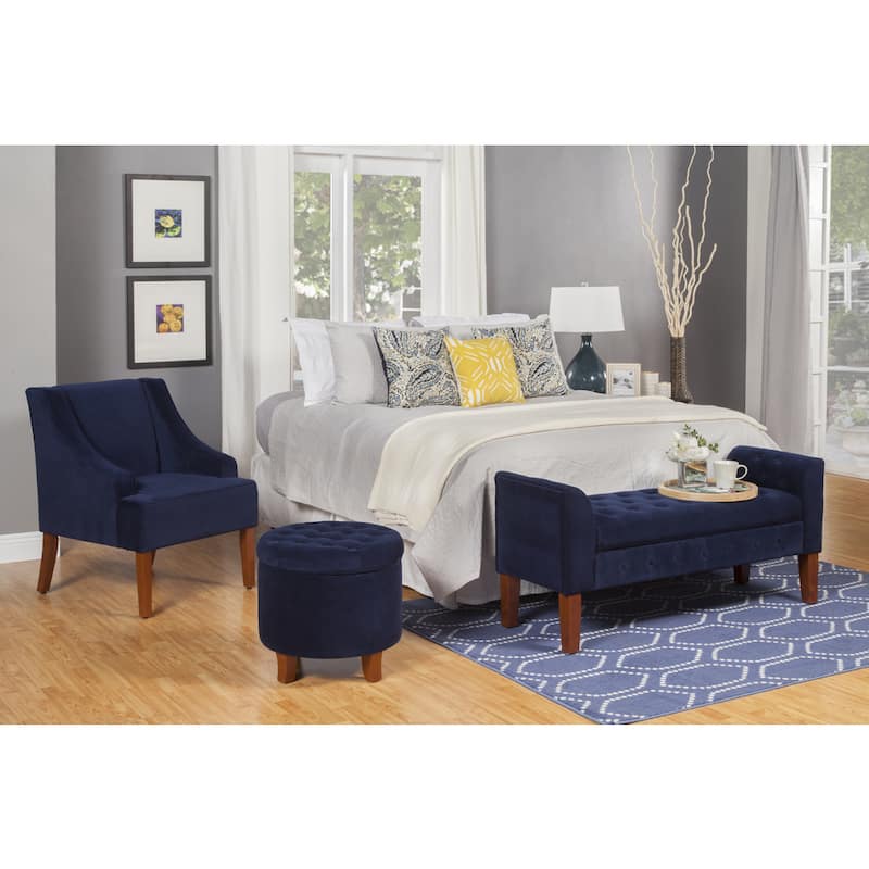 Porch & Den Lyric Navy Velvet Swoop Arm Accent Chair