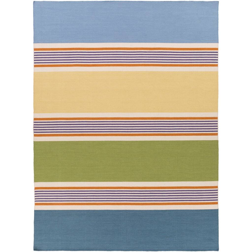 Hand-Woven McVie Mutli Striped Wool Area Rug - 8' x 11'